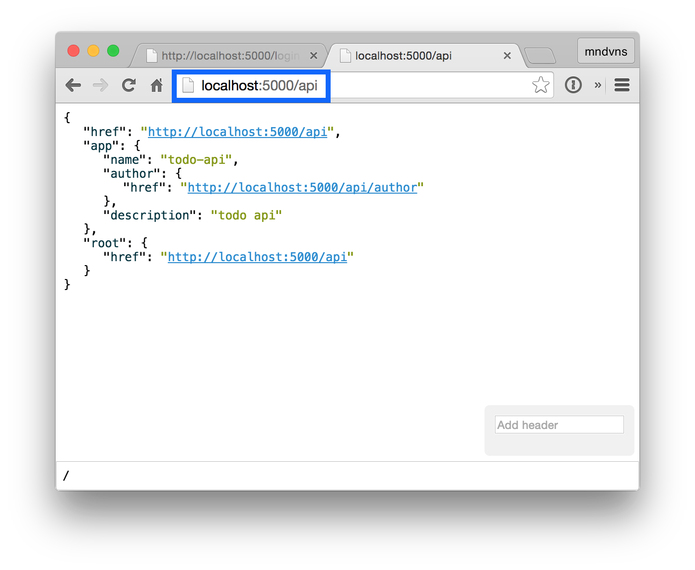 API mounted properly